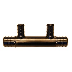 Valves PXPA2PTO Manifold, 3-1/2 in OAL, 3/4 in Inlet, 2-Outlet, 1/2 in Outlet, Polyalloy, Black