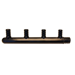 Valves PXPA4PTC Manifold, 7 in OAL, 3/4 in Inlet, 4-Outlet, 1/2 in Outlet, Polyalloy, Black