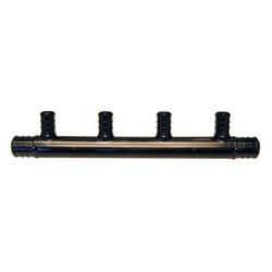 PXPA4PTO Manifold, 7-3/8 in OAL, 3/4 in Inlet, 4-Outlet, 1/2 in Outlet, Plastic, Black