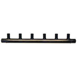 PXPA6PTO Manifold, 1.76 in OAL, 3/4 in Inlet, 6-Outlet, 1/2 in Outlet, Polyalloy, Black