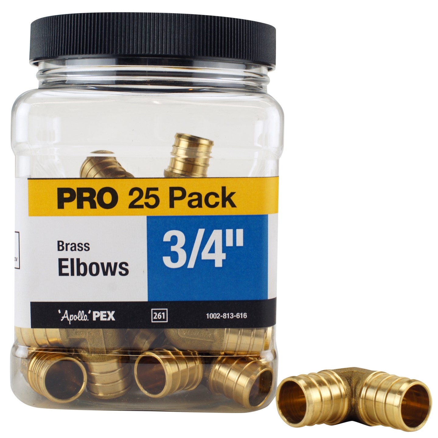 APXE3425JR Pipe Elbow, 3/4 in, Barb, 90 deg Angle, Brass, 200 psi Pressure