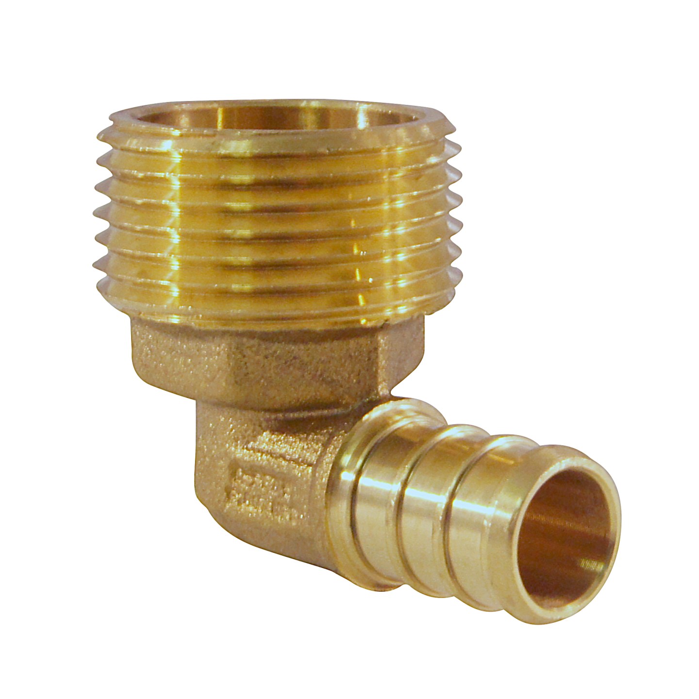 APXME1234 Pipe Elbow, 1/2 x 3/4 in, Barb x MNPT, 90 deg Angle, Brass, 200 psi Pressure