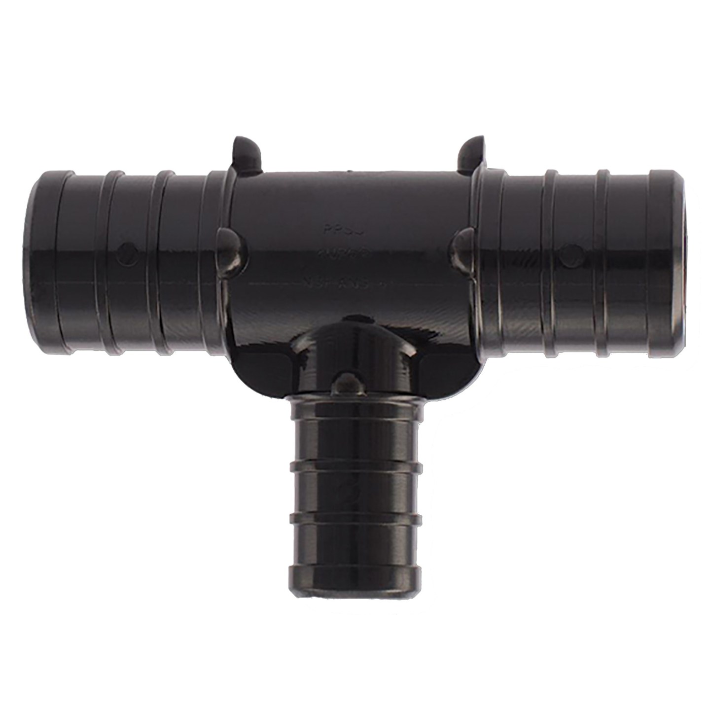 PXPAT3434125PK Pipe Tee, 3/4 x 1/2 in, Barb, Plastic, Black, 200 psi Pressure