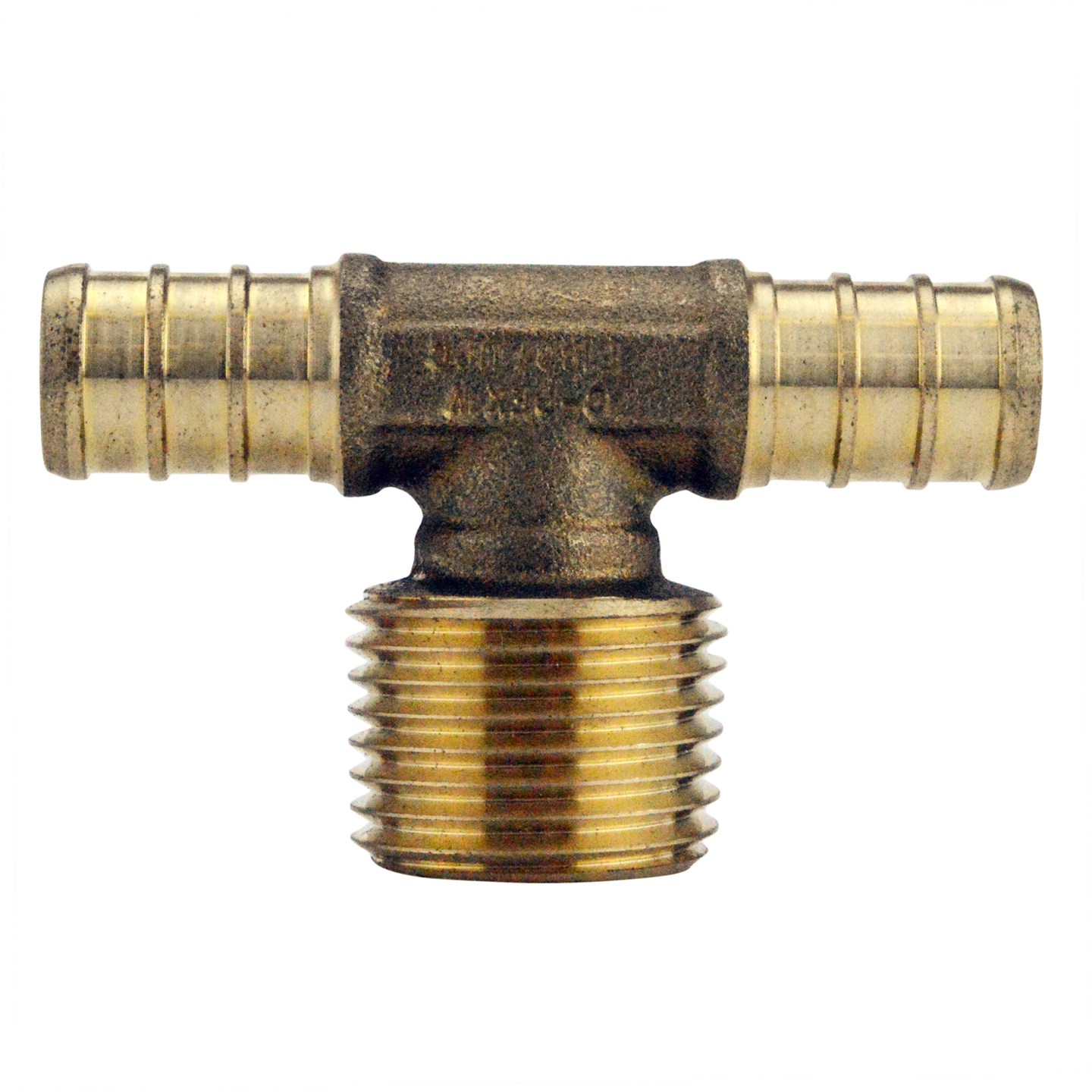 APXMT12 Pipe Tee, 1/2 in, Barb x MPT x Barb, Brass, 200 psi Pressure