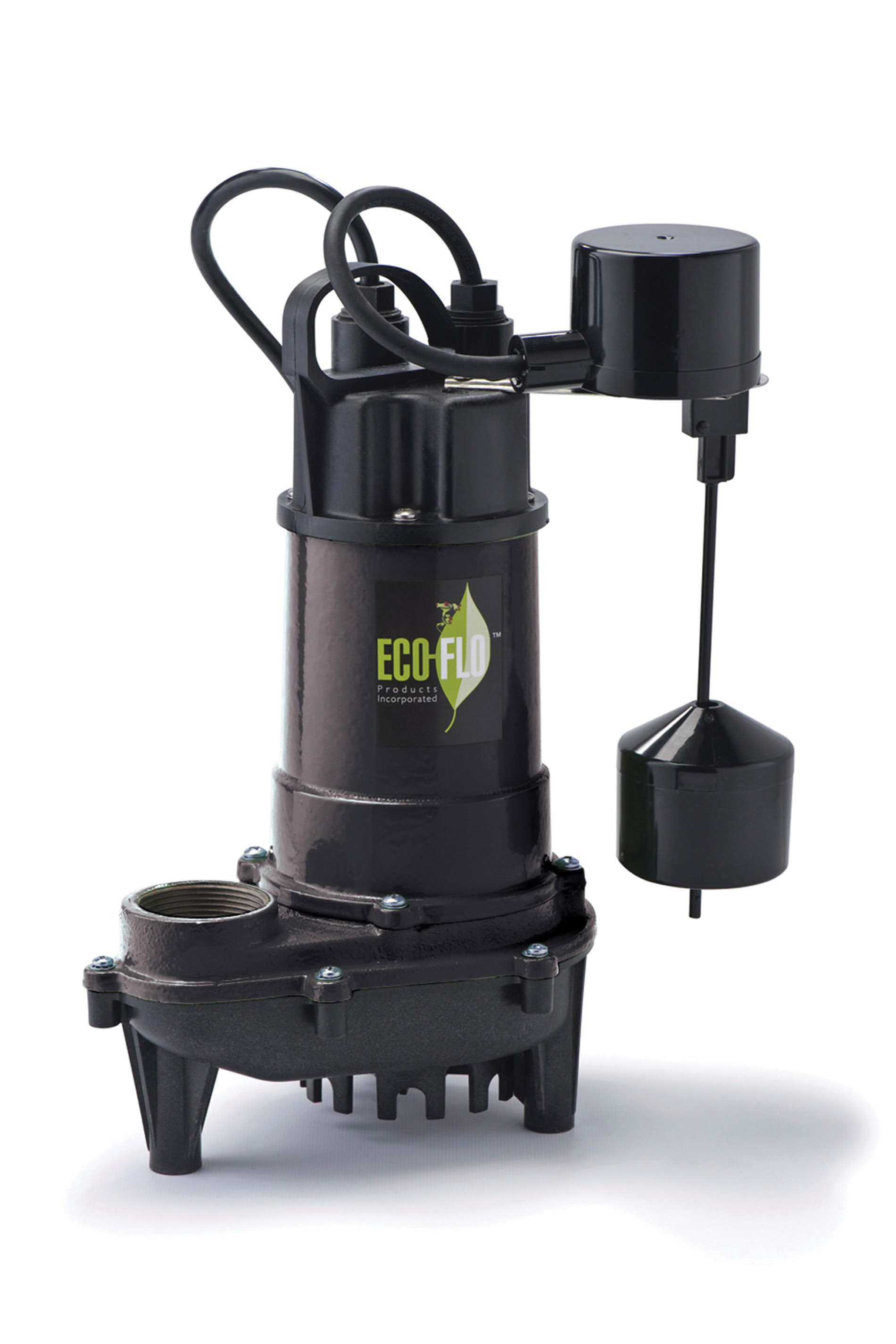Eco-Flo ECD50V Sump Pump, 8 A, 115 V, 1/2 hp, 1-1/2 in Outlet, 4400 gph, Cast Iron/Thermoplastic - 1