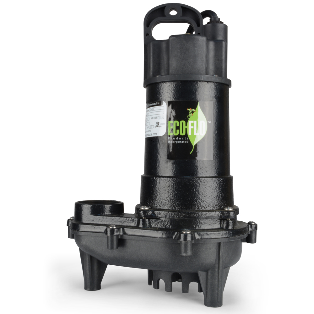 Sump Pump, Eco-Flo, 115 V, 1/2 hp, 1-1/2 in Outlet, 4400 gph, Cast Iron/Thermoplastic - 2