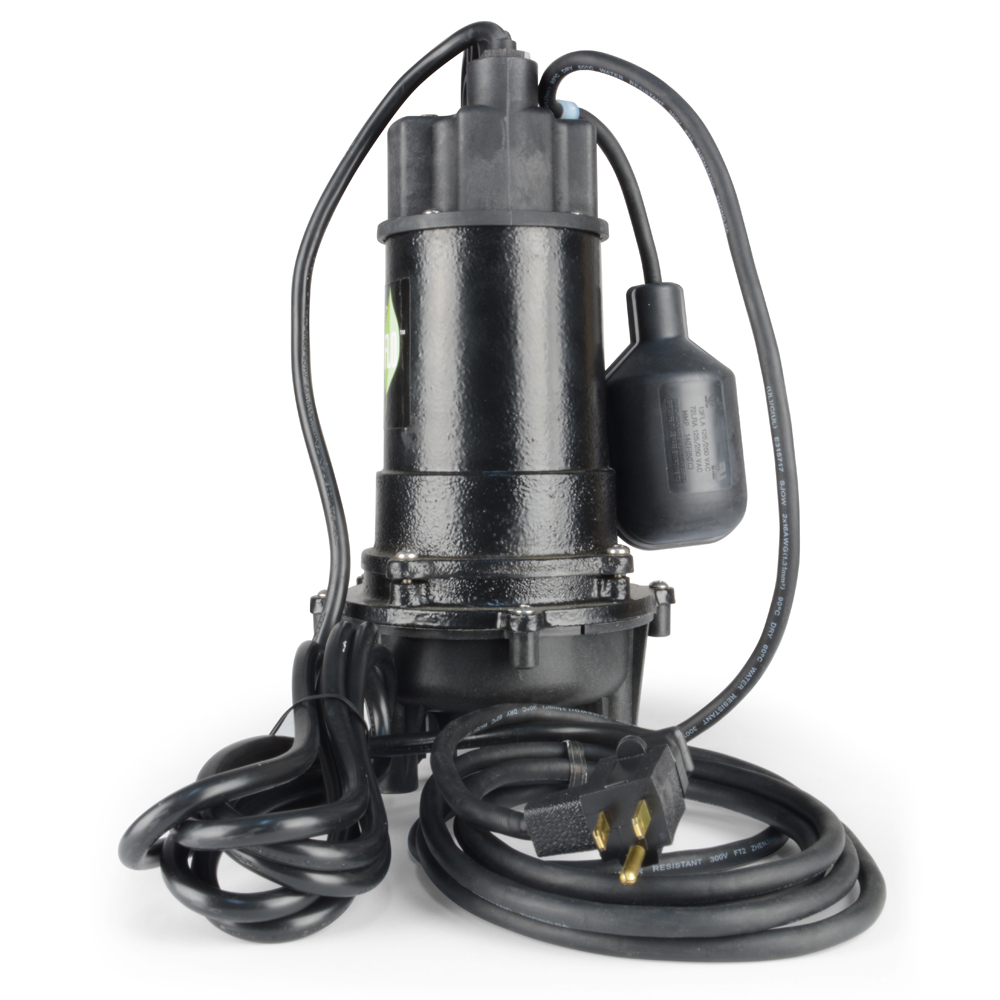 Sump Pump, Eco-Flo, 115 V, 1/2 hp, 1-1/2 in Outlet, 4400 gph, Cast Iron/Thermoplastic - 5