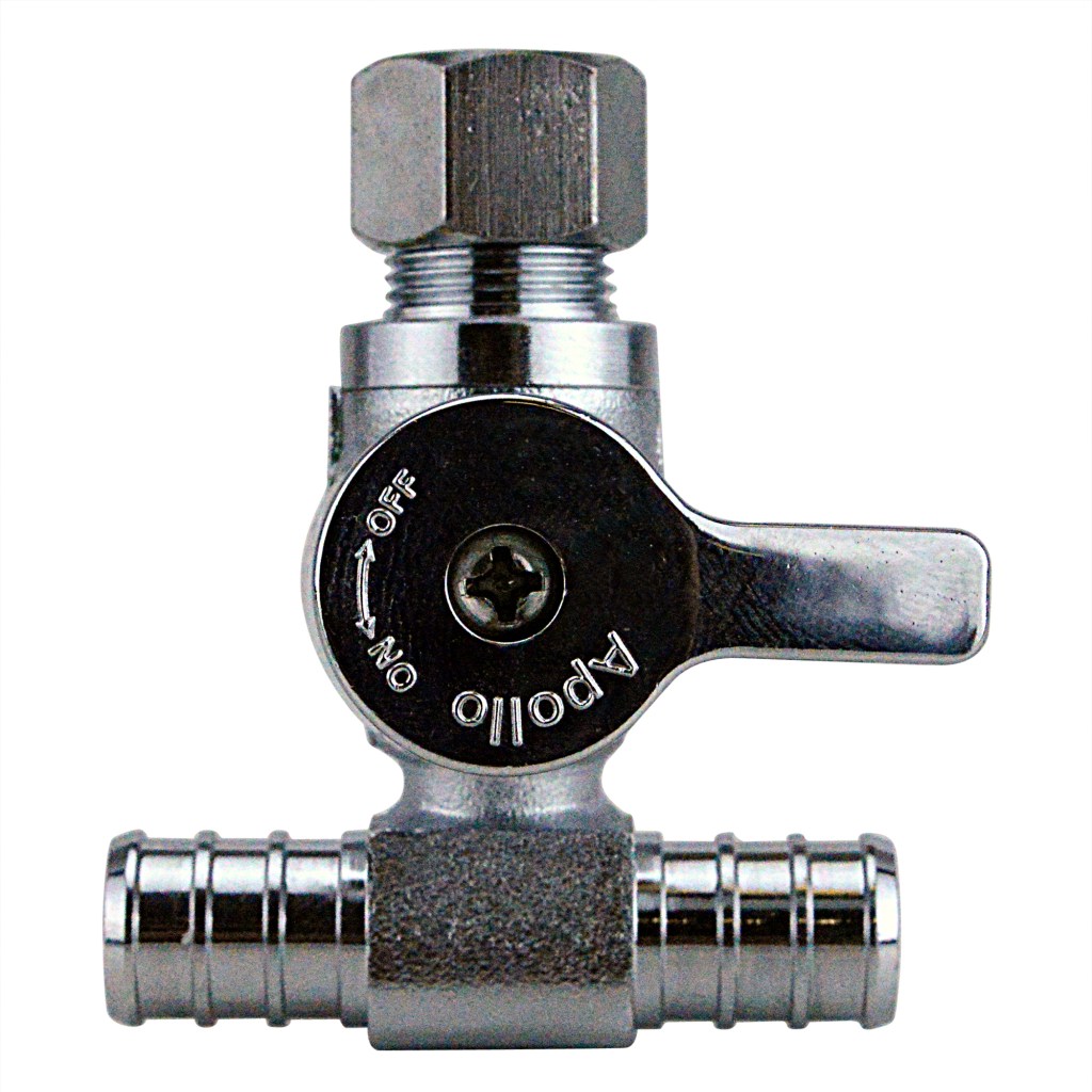 APXVT121238 Dishwasher Tee Valve, 1/2 x 3/8 in Connection, Barb x Compression, 200 psi Pressure, Brass Body
