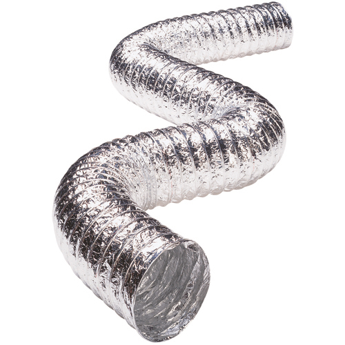 Deflecto Supurr-Flex F0408B Flexible Duct, 8 ft L, Aluminum
