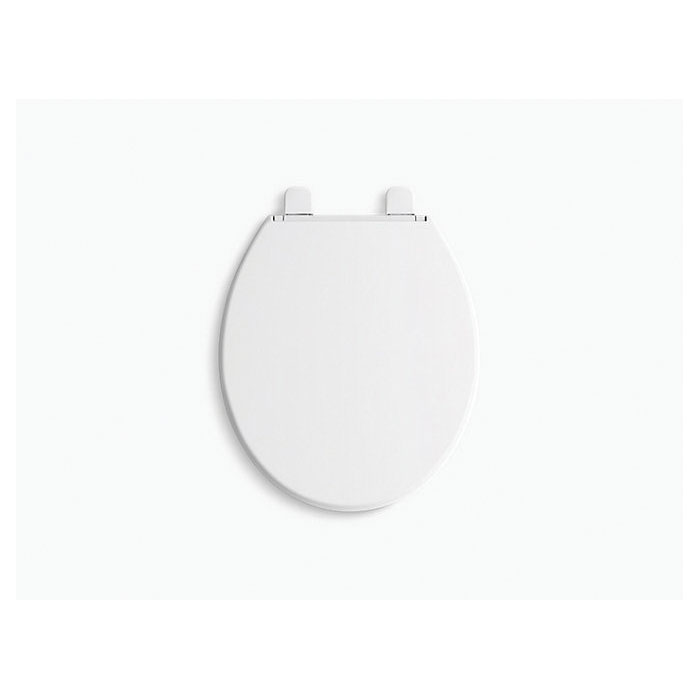 Kohler Brevia Series K-4775-0 Toilet Seat, Round, Plastic, White, Quick-Release Hinge - 2