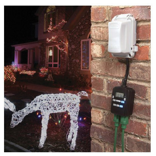 Outdoor Lighting Timer, Prime, 15 A, 125 V, 1875 W, 2 -Outlet, 1 min to 24 hr Time Setting, Black - 2