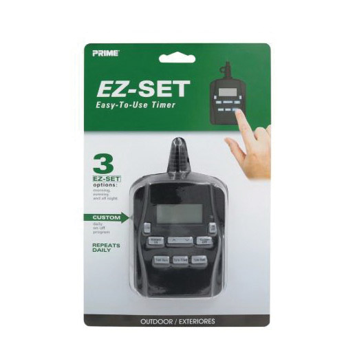 Outdoor Lighting Timer, Prime, 15 A, 125 V, 1875 W, 2 -Outlet, 1 min to 24 hr Time Setting, Black - 3