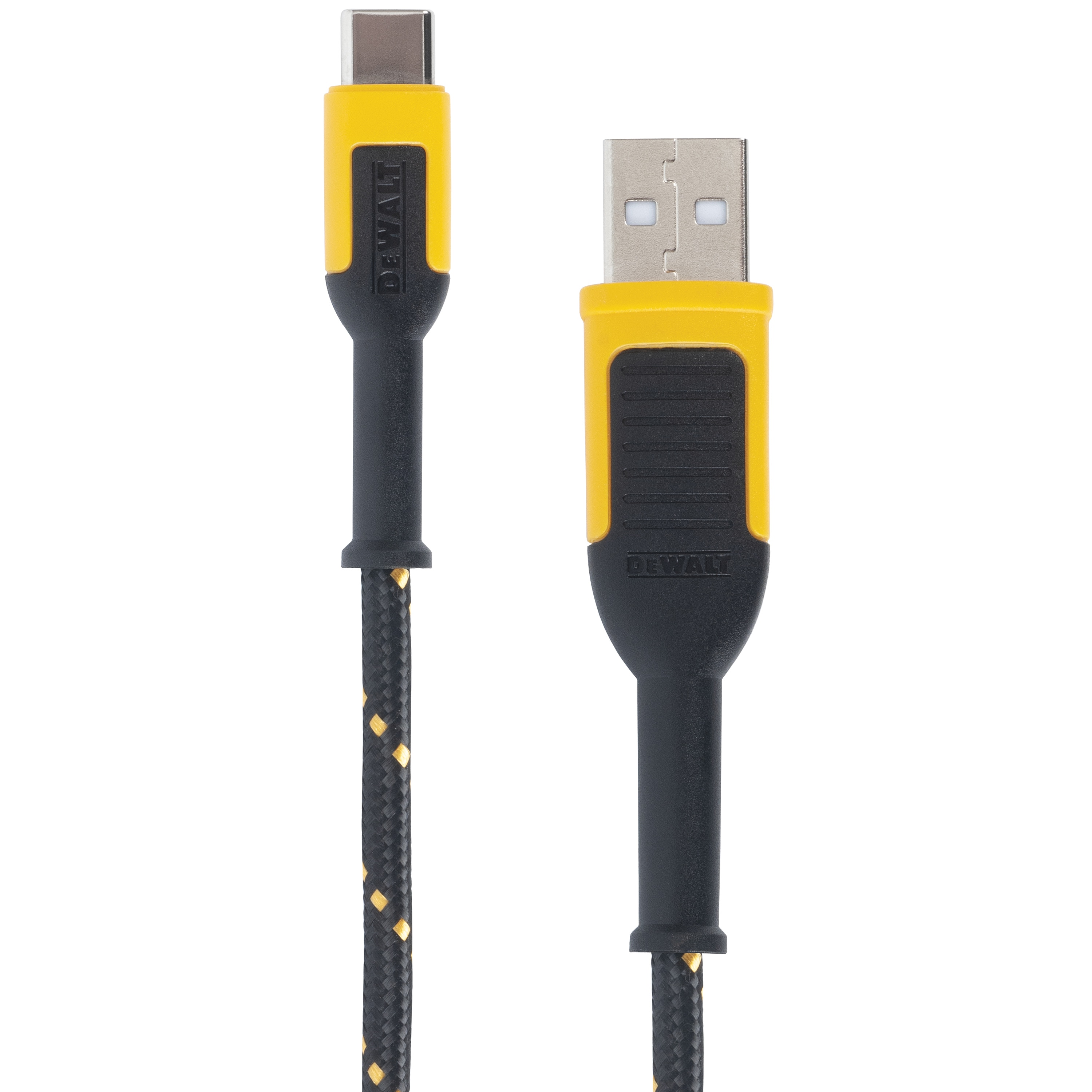 131 1361 DW2 Charger Cable, USB, USB-C, Kevlar Fiber Sheath, Black/Yellow Sheath, 4 ft L