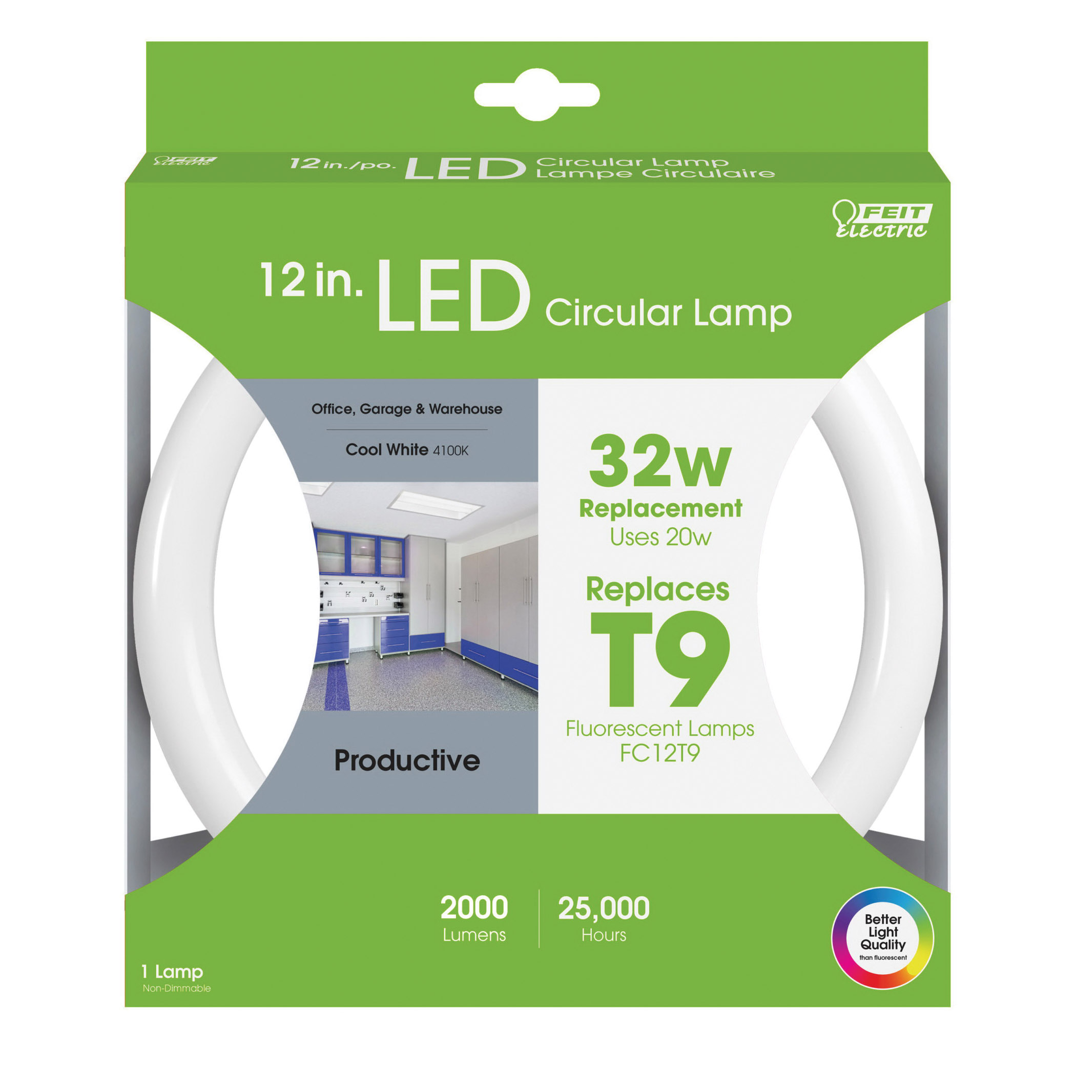 Feit Electric FC12/840/LED LED Bulb, Linear, T9 Lamp, 32 W Equivalent, G10Q Lamp Base, Frosted, Cool White Light