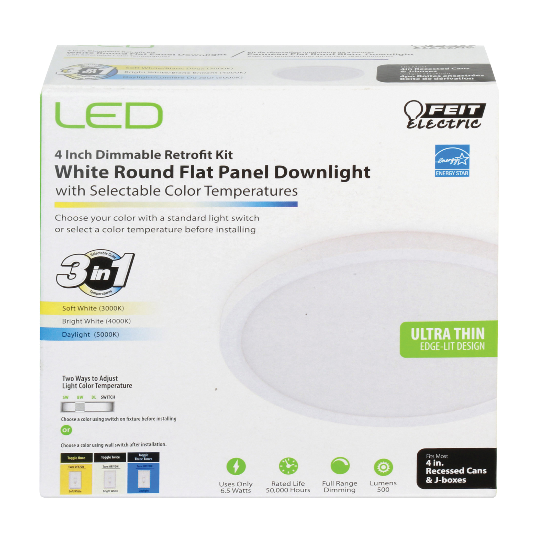 Feit Electric 74202/CA Recessed Downlight, 6.5 W, 120 V, LED Lamp, White - 2