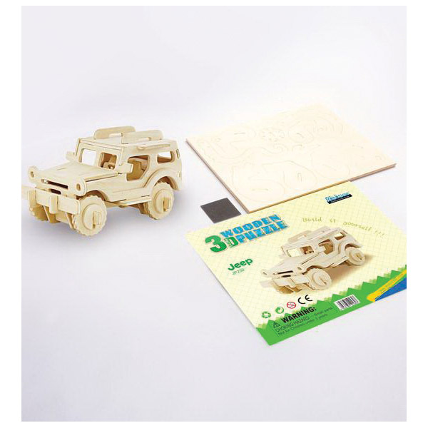 Hands Craft JP232 3D Jeep Puzzle, Wood, Natural - 2