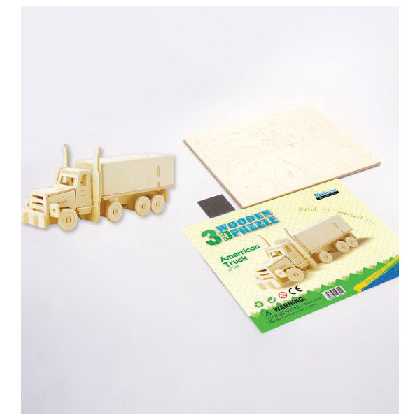 Hands Craft JP245 3D Truck Puzzle, Wood, Natural - 2