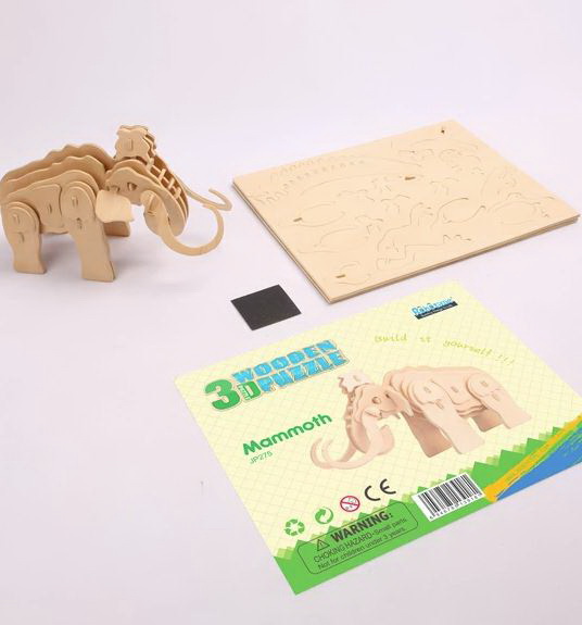 Hands Craft JP275 3D Mammoth Puzzle, Wood, Natural - 2