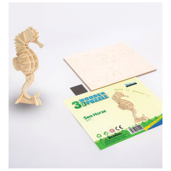 Hands Craft JP277 3D Sea Horse Puzzle, Wood, Natural - 2