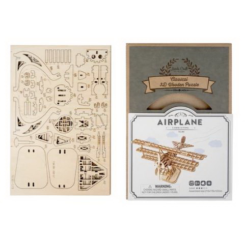 Hands Craft TG301 3D Airplane Puzzle, 8 years, Wood, Natural - 3