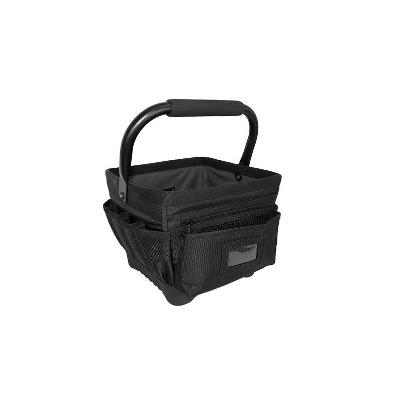 Professional Series 74012 Tool Tote, 11 in W, 11 in D, 10 in H, 20-Pocket, Poly Fabric, Black