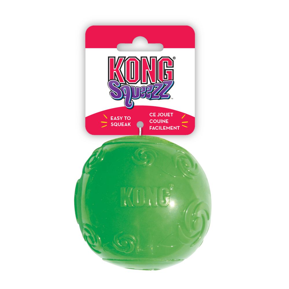 Kong Squeezz PSB1 Dog Toy, L, Squeaker, Ball, Rubber, Amethyst/Emerald/Ruby/Sapphire