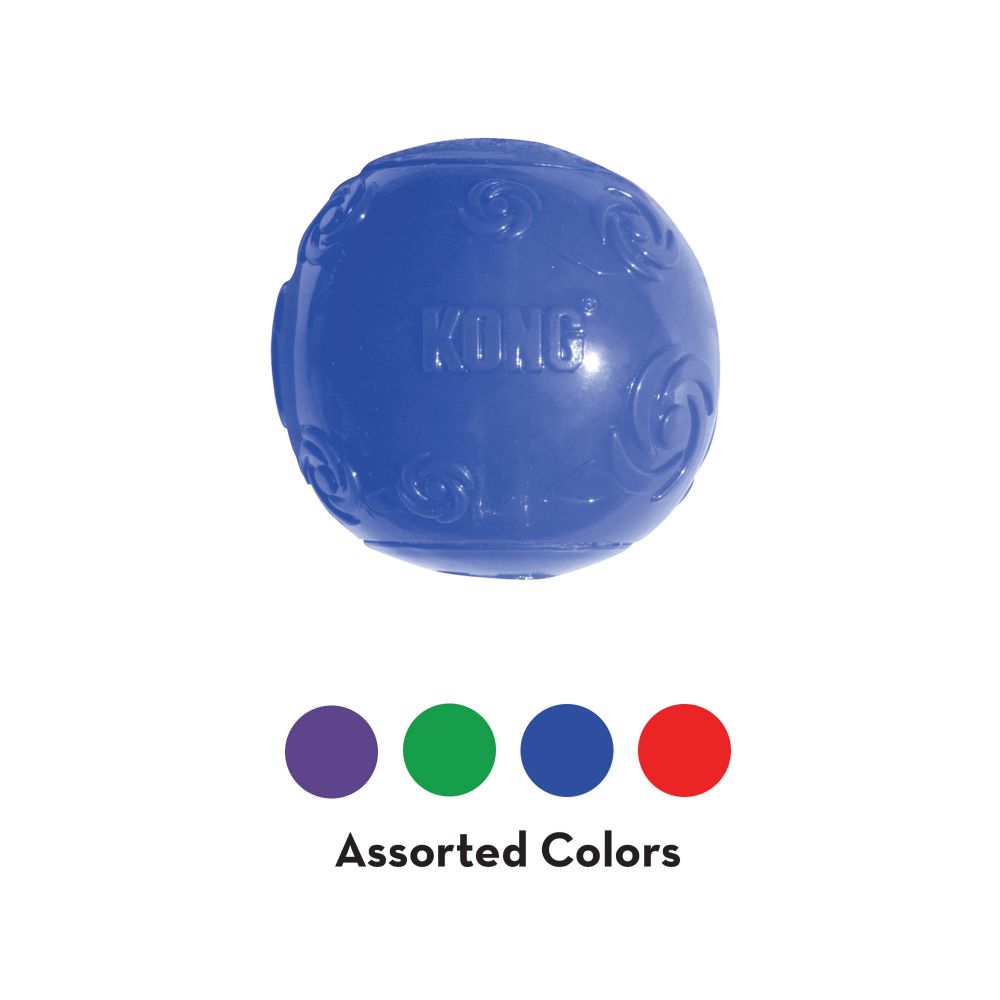 Kong Squeezz PSB1 Dog Toy, L, Squeaker, Ball, Rubber, Amethyst/Emerald/Ruby/Sapphire