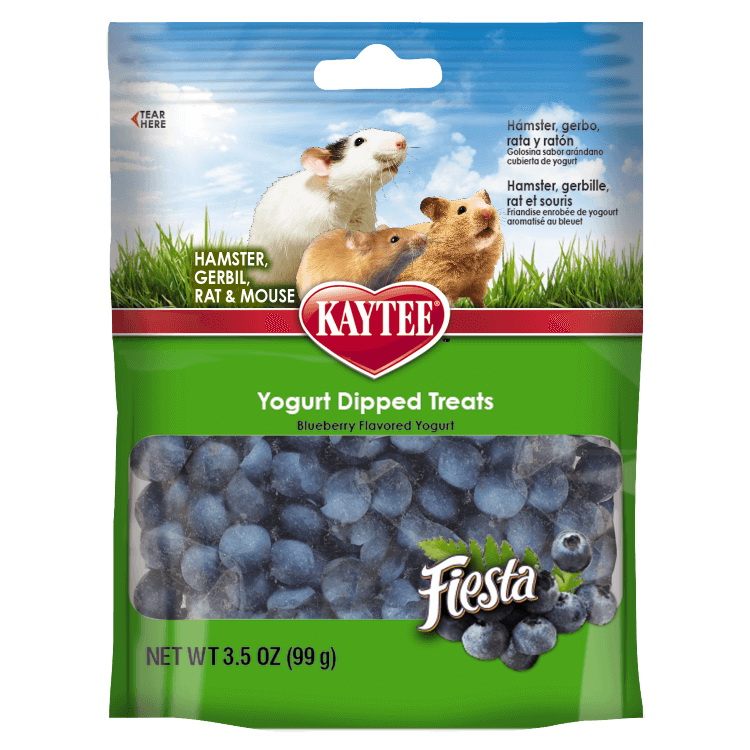 Kaytee 100037219 Yogurt-Dipped Treat, Blueberry, Yogurt Flavor, Gerbil, Hamster, Mouse, Rat, Small Breed, 3.5 oz