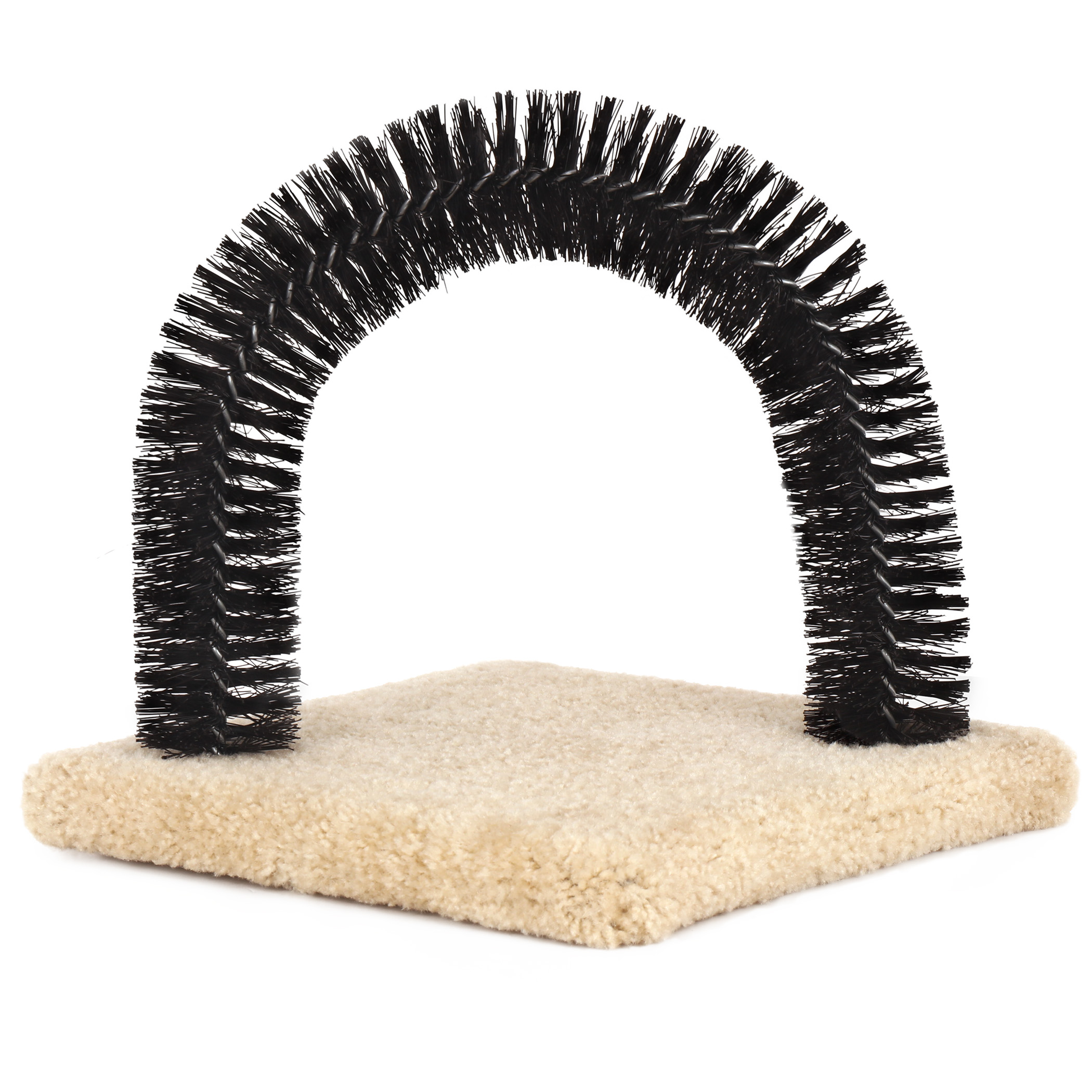 Ware 10988 Brush-N-Scratch Scratcher, 14 in L, 14 in W, 14-1/2 in H, Nylon Covering, Beige/Black