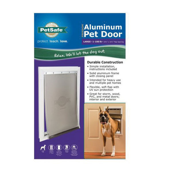 PetSafe Freedom PPA00-10862 Pet Door, 16-1/4 in W, 27-1/8 in H, Aluminum, White - 2
