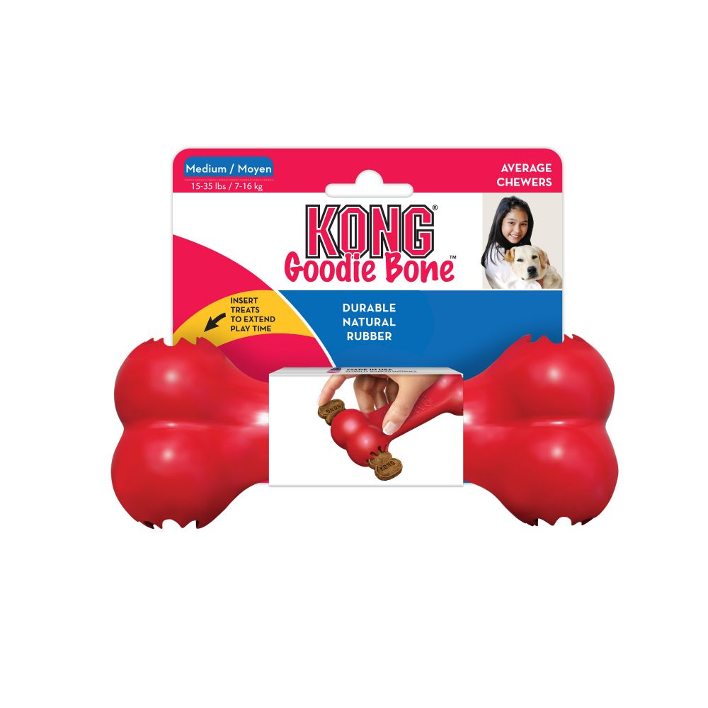 Kong Goodie Bone 10011 Dog Toy, M, Bone, Rubber, Red
