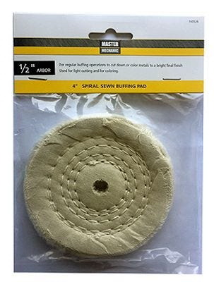 Master Mechanic 160526 Buffing Pad, 4 in Dia, Cotton