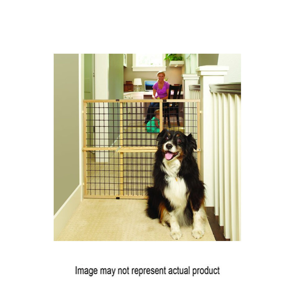 4614 Wire Mesh Petgate, 29-1/2 to 50 in W Opening, 32 in OAH, Wood