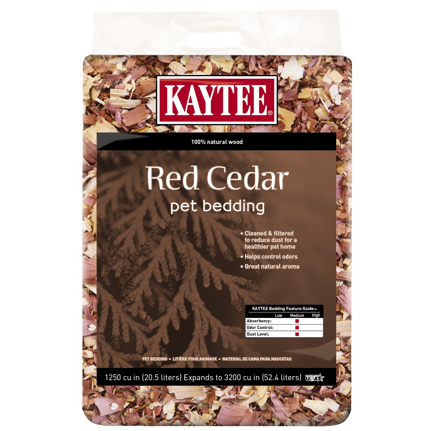 Kaytee 100522901 Small Pet Bedding, 3200 cu-in Coverage Area, Cedar Wood, Red, 1250 cu-in