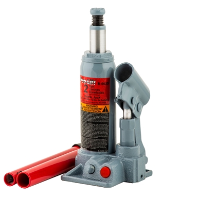 B-002D Bottle Jack, 2 ton, 7-1/4 to 13-11/16 in Lift, Steel, Red/Gray