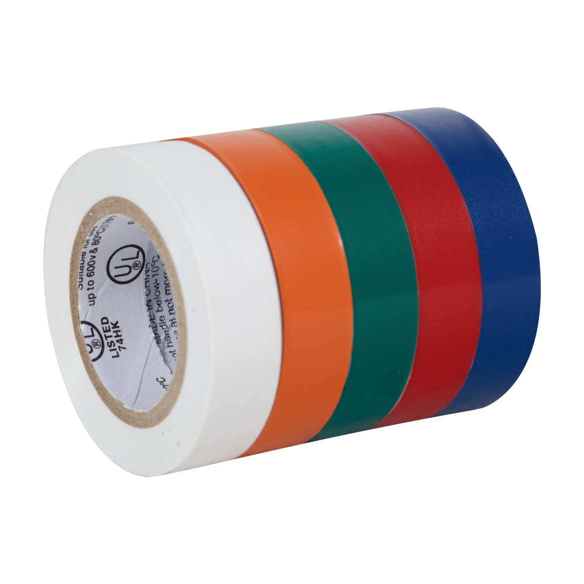 Duck 299020 Electrical Tape, 20 ft L, 1/2 in W, Vinyl Backing, Multi-Color