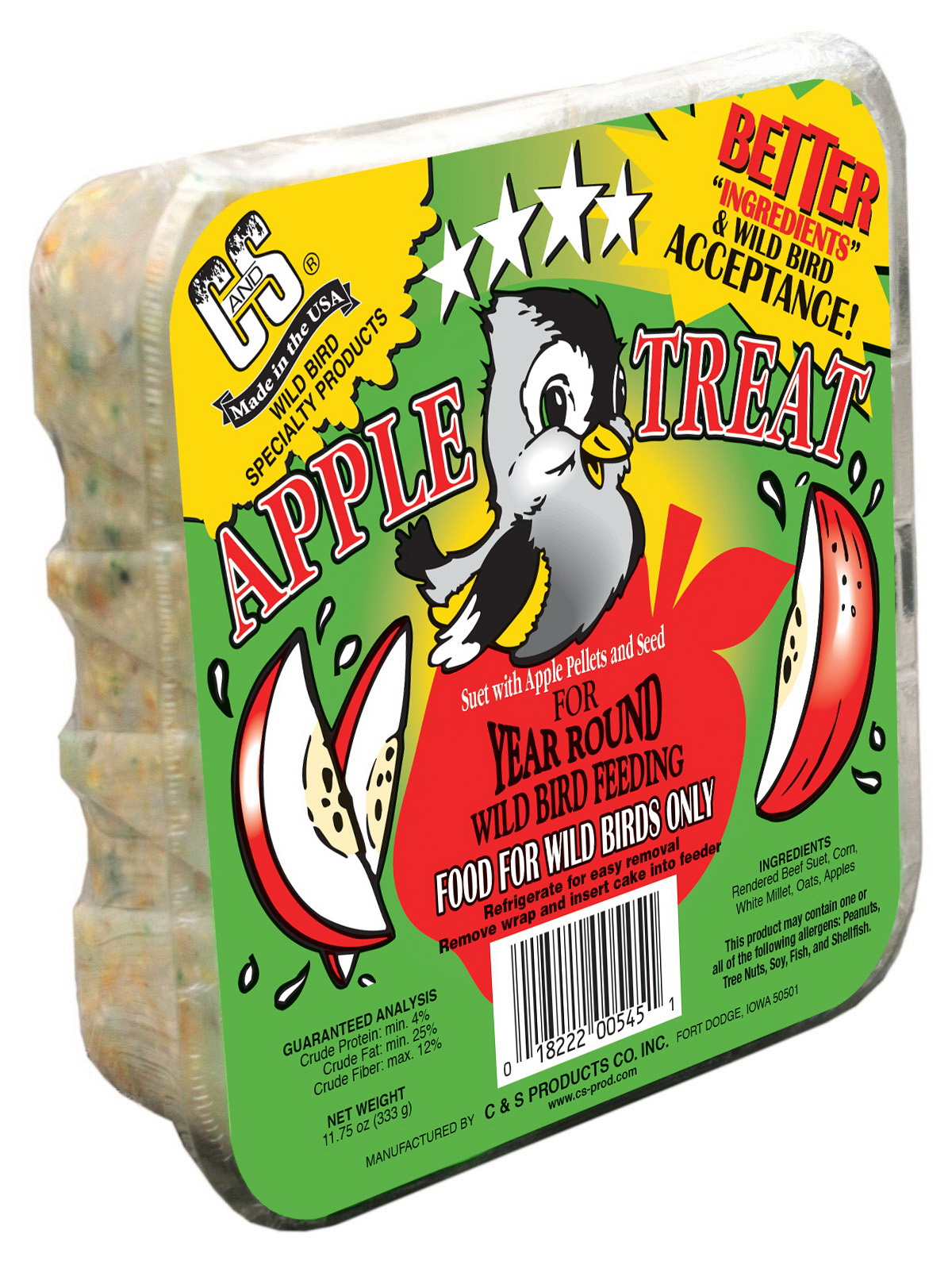 C&S 12545 TV1 Wild Bird Treat, Apple Flavor, 11.75 oz Pack - 1