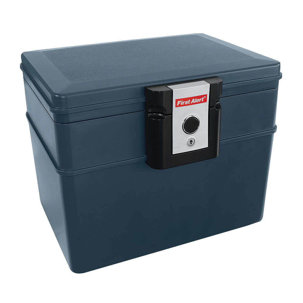 FIRST ALERT 2037F File Chest, 0.62 cu-ft Capacity, 13-1/4 x 16-1/4 x 13 in Exterior, Gray, Keyed Lock