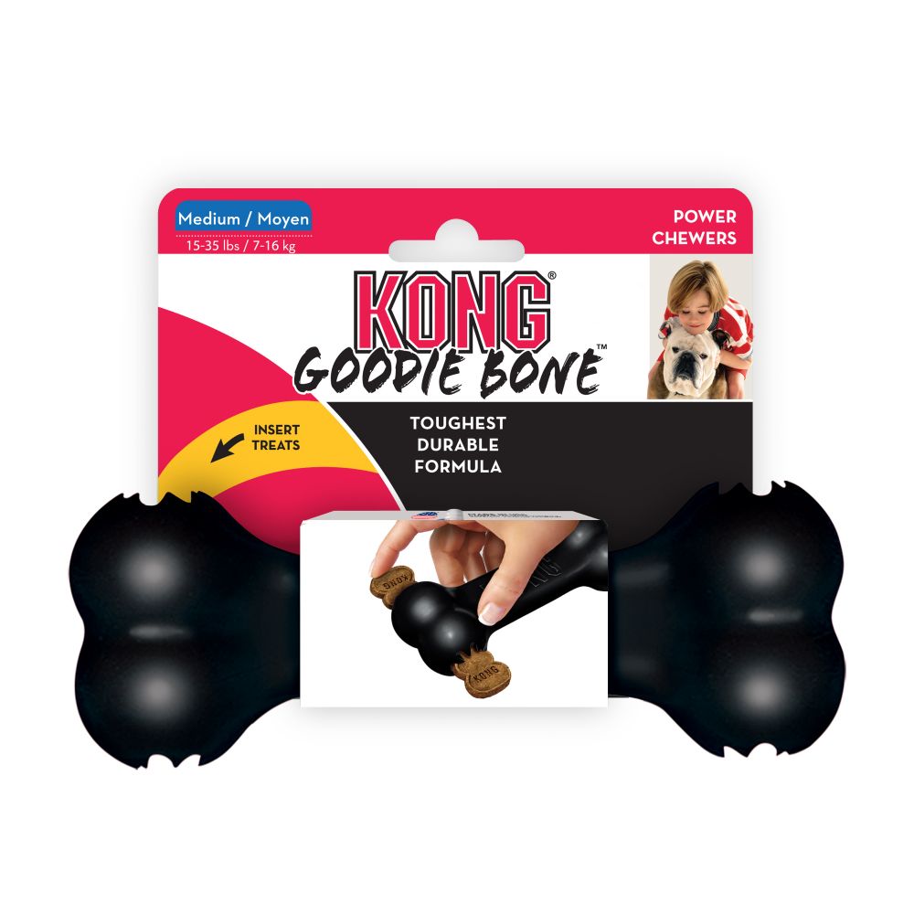 Kong Extreme Goodie Bone 10012 Dog Toy, M, Bone, Rubber, Black