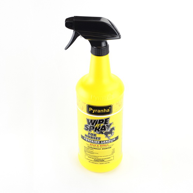 Pyranha Wipe N' Spray 001WIPESB Horse Insect Repellant, Liquid, Clear Yellow, Slight Citrus, 32 oz