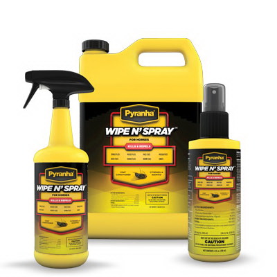 Pyranha Wipe N' Spray 001WIPESB Horse Insect Repellant, Liquid, Clear Yellow, Slight Citrus, 32 oz