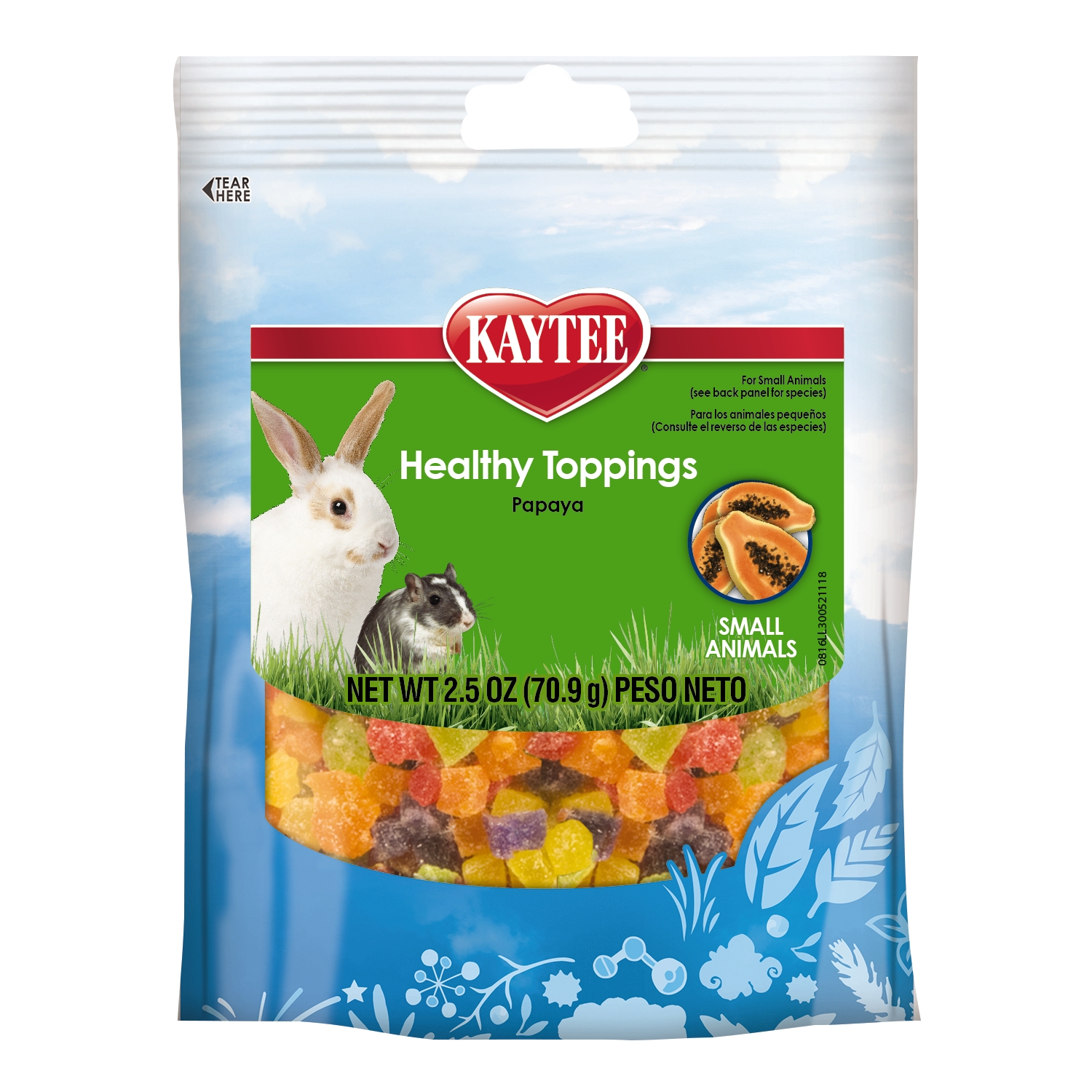 Kaytee 100037274 Healthy Toppings Treat, Papaya Flavor, Small Breed, 2.5 oz