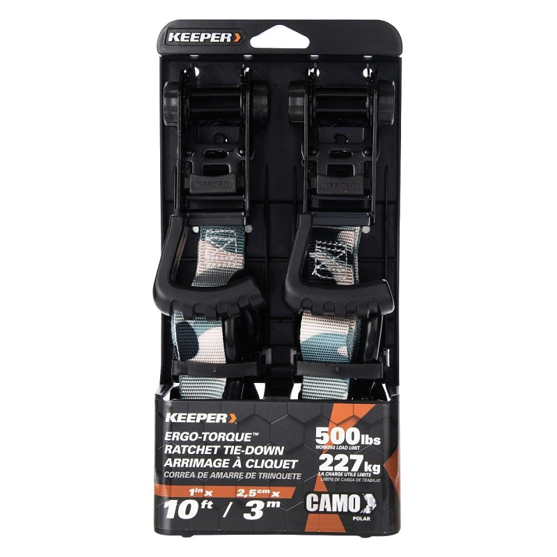 47310 Tie-Down Strap, 1 in W, 10 ft L, Gray, 500 lb Working Load, S-Hook End