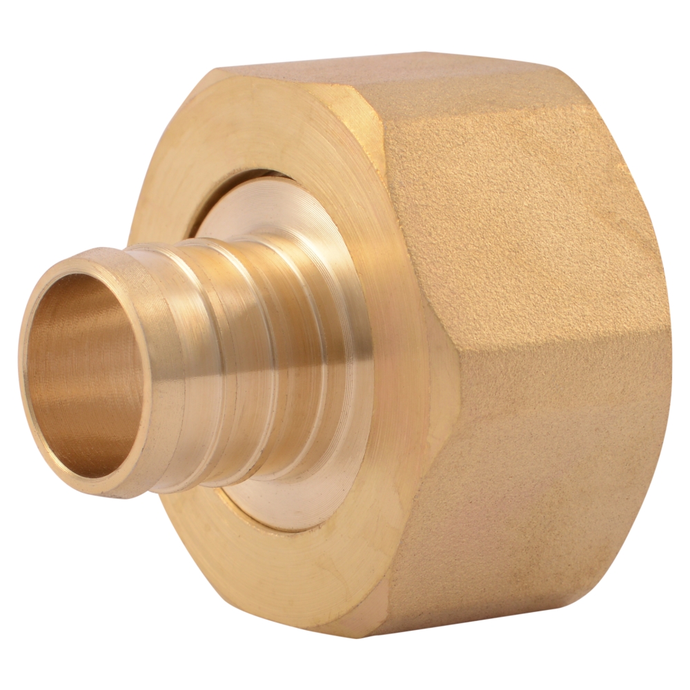 UC529LF Swivel Pipe Adapter, 3/4 x 1 in, Barb x FNPT, Brass, 80 to 160 psi Pressure
