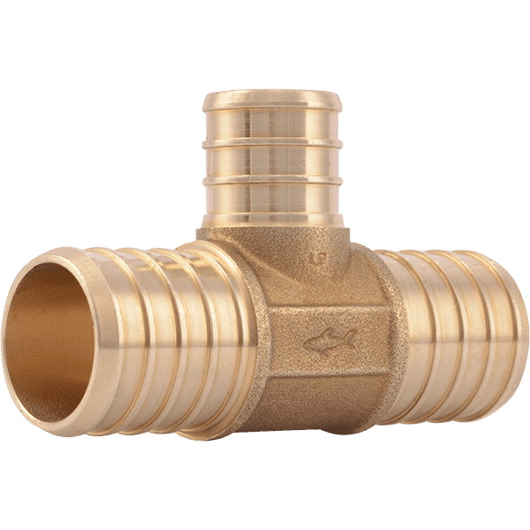UC416LF Reducing Pipe Tee, 1 x 3/4 in, Barb x Crimp, Brass, 80 to 160 psi Pressure