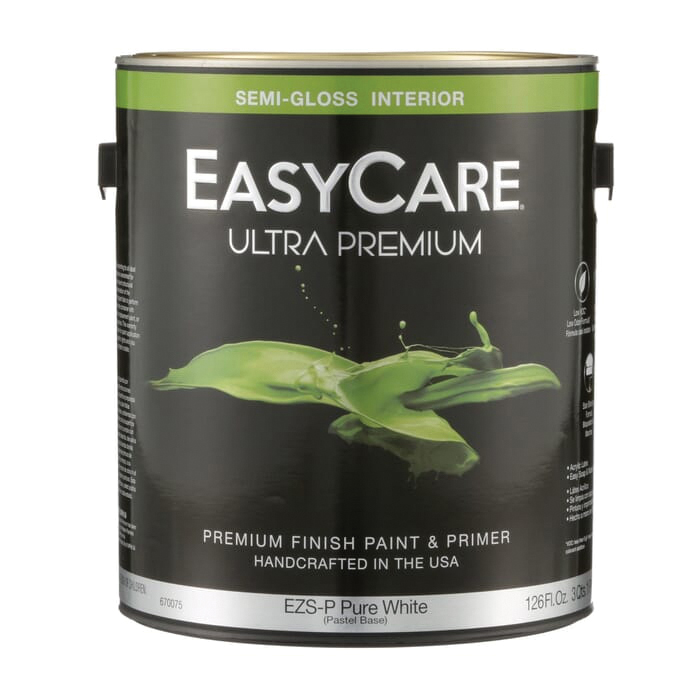 EasyCare Ultra Premium EZ Series EZSP-GL Interior Paint, Semi-Gloss Sheen, Pure White, 1 gal