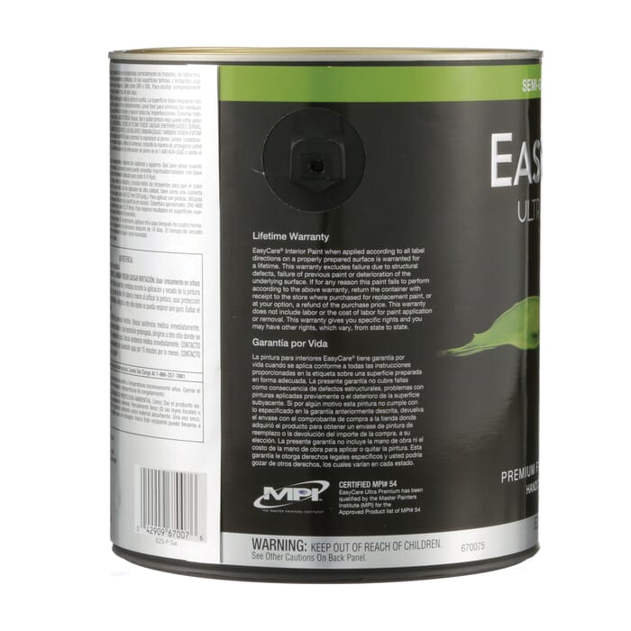 EasyCare Ultra Premium EZ Series EZSP-GL Interior Paint, Semi-Gloss Sheen, Pure White, 1 gal