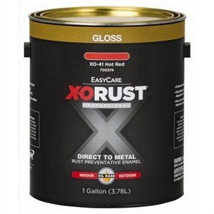 X-O Rust XO41-GL DTM Rust Preventative Paint, Oil Base, Gloss, Hot Red, 1 gal, 400 to 450 sq-ft/gal Coverage Area
