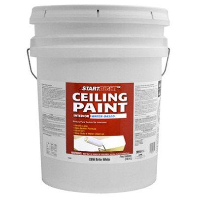 Start Right CBW-5GL Ceiling Paint, Flat, Bright White, 5 gal, Resists: Mildew, Latex Base
