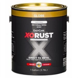 X-O Rust XO1-GL DTM Rust Preventative Paint, Oil Base, Gloss, White, 1 gal, 400 to 450 sq-ft/gal Coverage Area